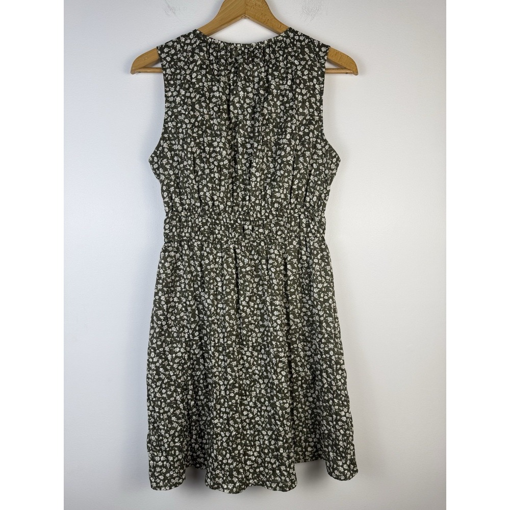 GAP Olive Green Floral Lined Midi Dress Size Small Cottagecore Boho Garden - Picture 3 of 11